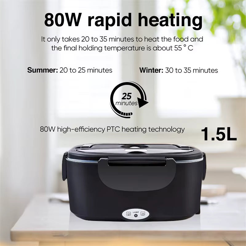 Elektryczny Lunch Box 1,5L – Podgrzewany Pojemnik na Obiad